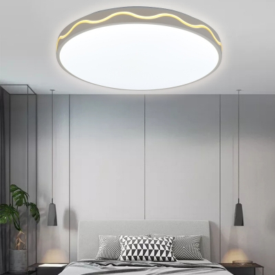 White Circular Flushmount Light with Frosted Diffuser Modernism Metal Led Flush Ceiling Light in White/Neutral/Warm