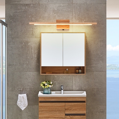 Wooden Vanity Lighting with Cylinder Shade Nordic Modern Led Vanity Mirror Light