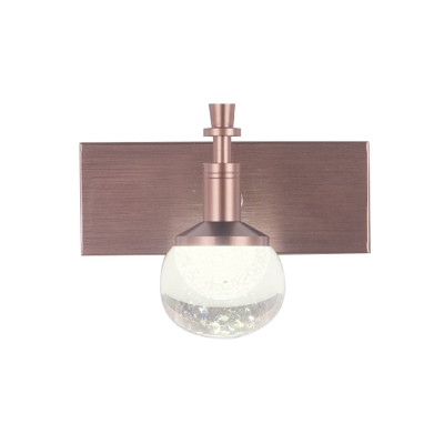 1/2/3 Lights Bathroom Vanity Light with Orb Textured Glass Shade Adjustable Led Wall Mounted Light in Copper, Warm/White Light