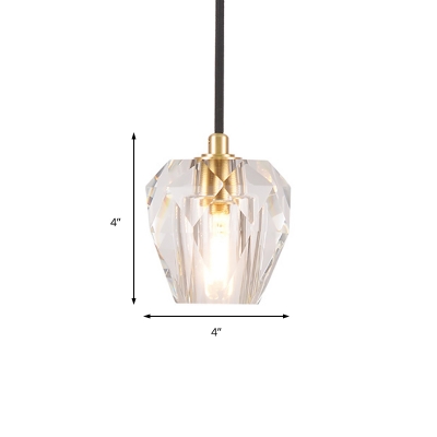1 Light Mini Hanging Ceiling Light Contemporary Clear Faceted Crystal Pendant Light for Bedside