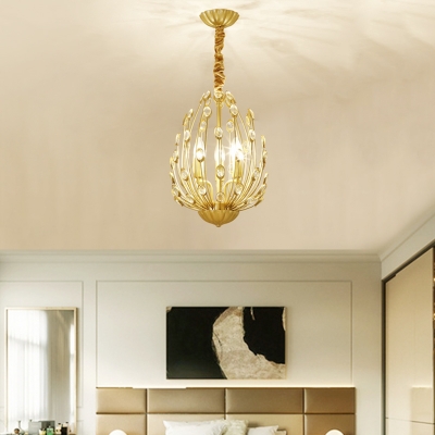 3/6 Lights Crystal Pendant Light Modern Gold Indoor Chandelier Light for Living Room