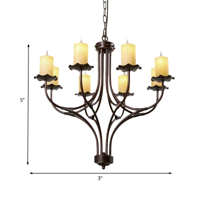 Bronze Multi Light Pendant with Candle Traditional Style Metal Suspended Light for Living Room