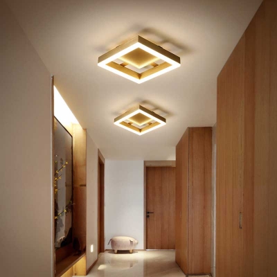 Brushed Brass Flush Lighting Modernism Metal Led Ceiling Flush Mount Light for Foyer