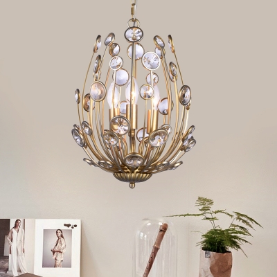 Champagne Gold Chandelier with Clear Crystal Vintage Style 3 Lights Hanging Lamp for Foyer