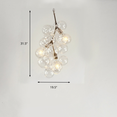 Clear Glass Bubble Pendant Lighting Mid Century Modern 3/5 Lights Hanging Chandelier in Gold