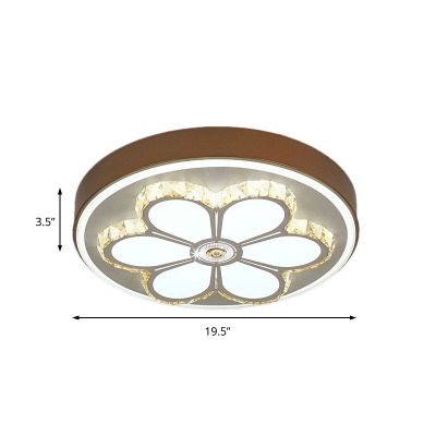 Contemporary Floral Themed Flush Ceiling Light Acrylic LED Ceiling Light in Brown/White for Restaurant