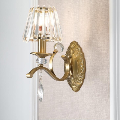 Contemporary Gold Wall Light with Teardrop Crystal 1/2 Lights Metal Sconce Lamp for Dining Room