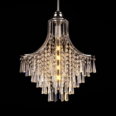 Modern Crystal Hanging Pendant Light Single Light Drop Light in Polished Chrome Finish for Living Room