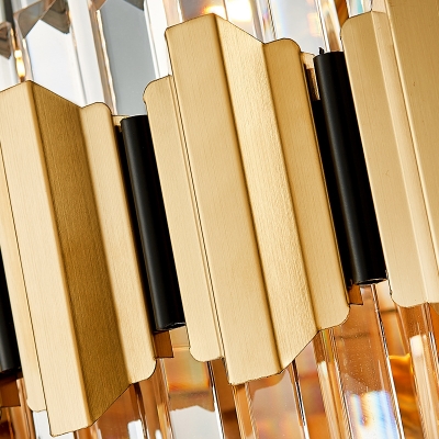 Multi-Tier Crystal Pendant Lights for Indoor, Modern Metal Round Chandelier Light in Gold