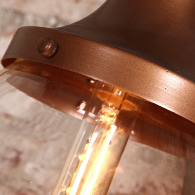 Retro Oval Wall Lighting Fixture with Clear Glass Shade 1 Head Sconce Fixture in Coffee Finish