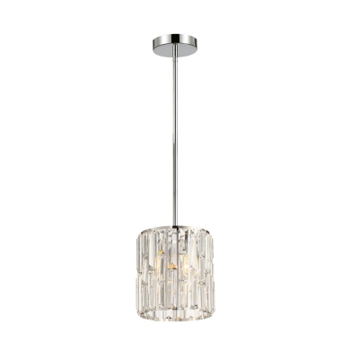 1 Light Rectangle Pendant Light Clear Crystal Block Contemporary Indoor Drop Ceiling Light for Bedside