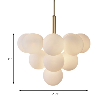 5/13 Lights Bubble Chandelier Lighting Vintage Frosted Glass Hanging Pendant Light in Brass