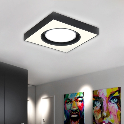 Acrylic Square Ceiling Mount Light Modern LED Flush Light in Black and White for Cloth Sop