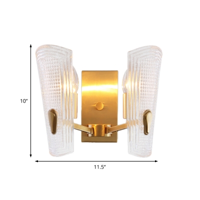 Bedroom Rectangle Backplate Wall Sconce Clear Crystal 1/2 Lights Luxurious Gold Sconce Light