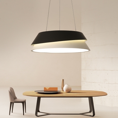 Black and White Tapered Hanging Lamp Minimalist Metal LED Pendant Lighting in Warm/White