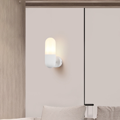 Capsule Wall Sconce Modernism Frosted Acrylic Shade 1 Light Wall Lighting in Black/Gold/Grey/White