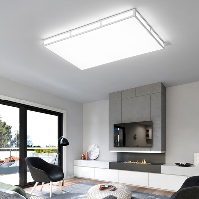Living Room Rectangle/Square Flushmount Light Acrylic Modern Black/White LED Ceiling Light