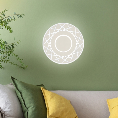 Round Disc Led Wall Mounted Light Modern Acrylic Warm/White Indoor Lighting in Black/White