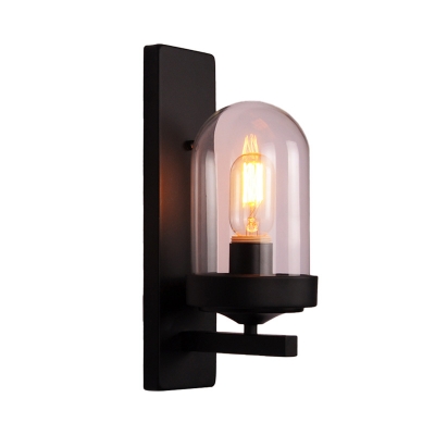 Vase/Birdcage/Oval Corridor Wall Lighting Fixture Metal 1 Head Vintage Wall Lamp in Black