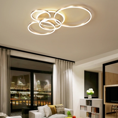 2/3/5/6 Lights Circular Ring Flush Lighting Mid Century Modern Led Brass Flush Ceiling Light in Warm/White