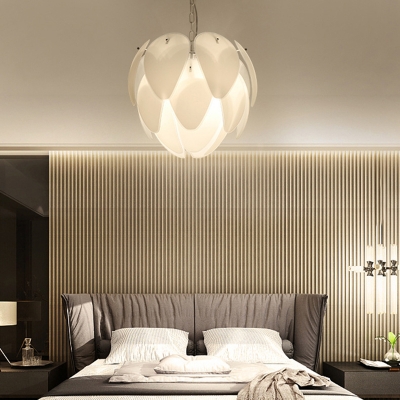 5 Lights Globe Chandelier Lighting with Frosted/White Glass Panel Nordic Pendant Lamp in White