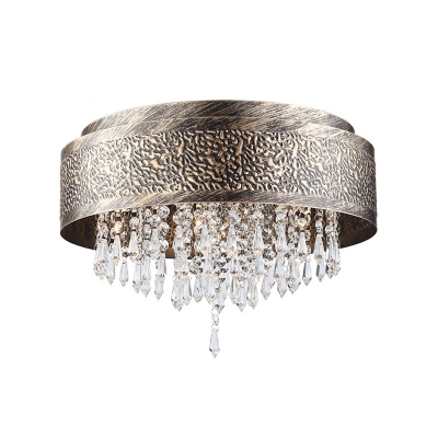Bronze Drum Flush Lamp with Crystal Accents 5/9 Lights 16