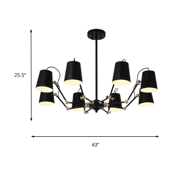 Bucket Hanging Lamp with Black/White Metal Shade 6/8 Lights Indoor Modern Chandelier Lighting