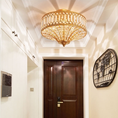 Foyer Round Flush Ceiling Lamp Clear Crystal 3/5 Lights 16