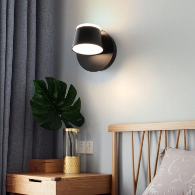 Rotatable Cone Wall Sconce Light Modern Metal Indoor Wall Lighting for Bedroom with White Lighting