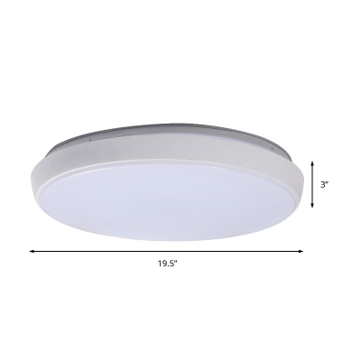 White Round Flush Ceiling Light Modern Crackle Acrylic Shade Led Flush Mount Lighting in White/Neutral/Warm, 16