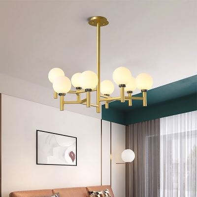 6/8 Lights Orb Pendant Lighting with Frosted Glass Shade Modern Hanging Ceiling Light in Black/Gold/White