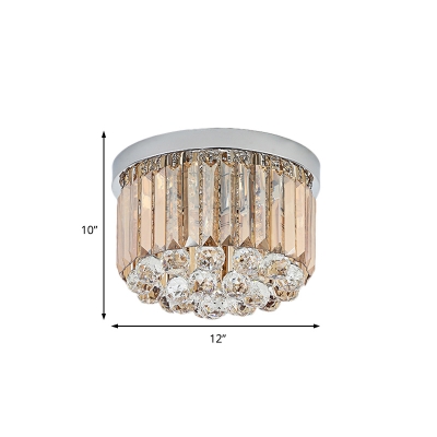 Amber Crystal Fringe Flushmount Ceiling Fixture for Foyer, Crystal Ball 2/4/6 Heads Lighting Fixture