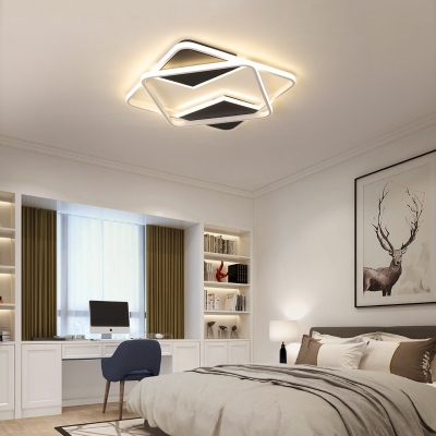 Black and White Geometric Flush Mount Light Nordic LED Ceiling Flush Mount in Warm/White, 16