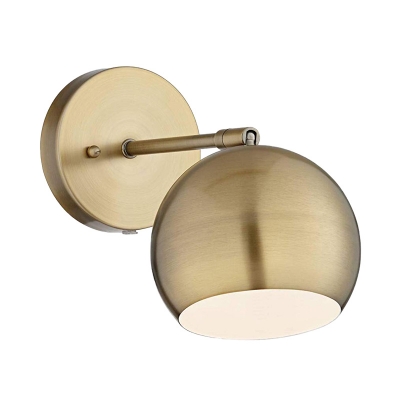 Brass Orb Wall Mount Lighting 1 Light Adjustable Metallic Vintage Wall Light Fixture for Bedroom