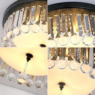 Contemporary Drum Flush Ceiling Light Acrylic 5 Lights Black LED Ceiling Lamp for Balcony Restaurant
