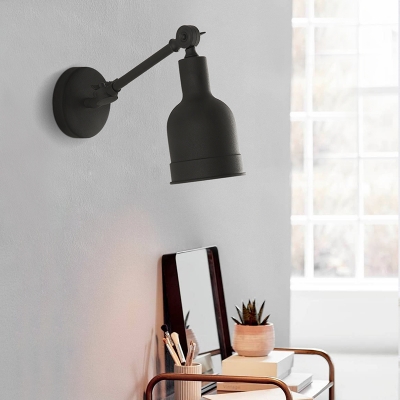 Dome Wall Mount Reading Light with Swing Arm Simple Metal 1 Light Black/White Wall Lamp