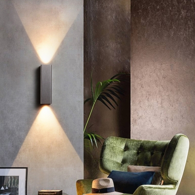 Up and Down LED Wall Sconce with Rectangle Metal Shade Nordic Black/Bronze/Coffee/Gold/Grey Wall Mount Light