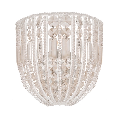 Bowl Wall Lamp with Clear Crystal Shade 1 Light Traditional Wall Mounted Lighting for Bedroom