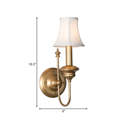 Country Style Bell Shade Sconce Light 1 Head Wall Mount Lighting in Gold for Bedroom