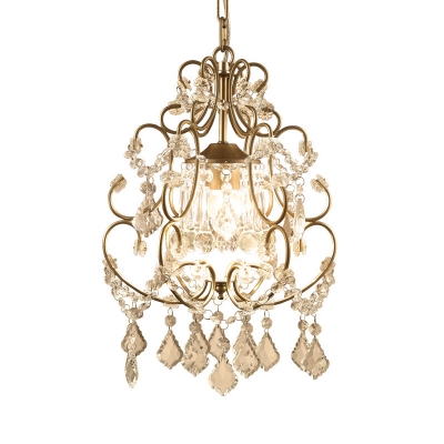 Crystal Chandelier Lamp Modern 1 Lights Champagne Indoor Pendant Light for Foyer