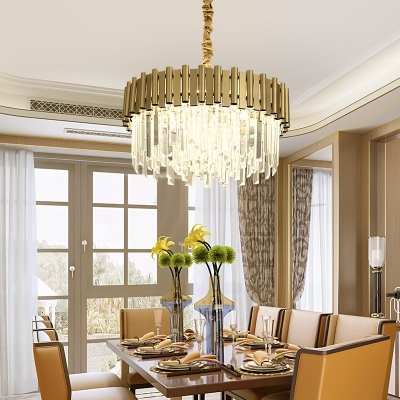 Crystal Metal Round Pendant Lights Modern Round Pendant Chandelier in Gold for Dining Room
