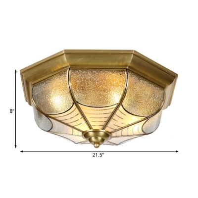 Dimple Glass Polygon Flush Ceiling Light 4 Bulbs 14