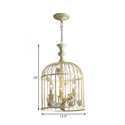 Foyer Birdcage Pendant Light with Rose Metallic 12.5