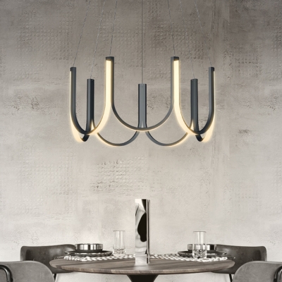 Integrated Led Chandelier Lamp Modern Simple Metal and Acrylic Indoor Pendant Ligh