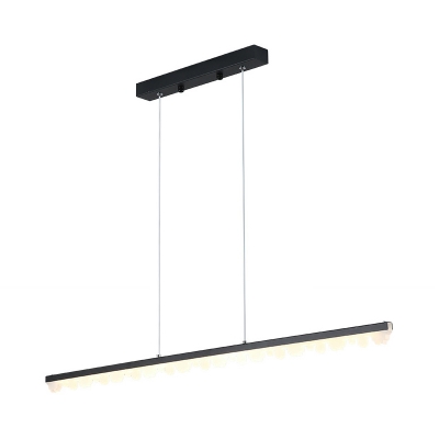Linear Pendant Lighting Contemporary Metal Black Ceiling Hanging Light in Warm/White, 23.5