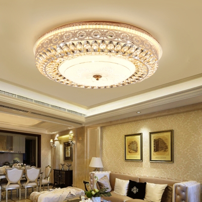 Modern Round Flush Ceiling Light Clear Crystal Led Indoor Ceiling Lamp for Living Room in Third Gear