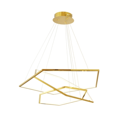 Polished Brass Geometric Chandelier Light Modernism Metal Led Pendant Lamp with Adjustable Cord