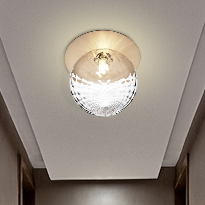 Silver/Gold Finish Orbit Flush Mount Fixture Modern 1 Light Close to Ceiling Lighting with White/Clear Glass Shade