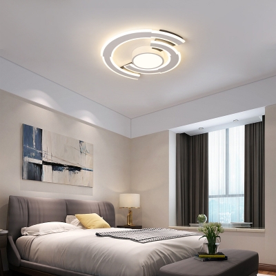 Warm/White Light Semi-Circle Flush Mount Lamp Modern Metallic 16