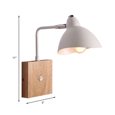 Waveforms Metal Wall Mounted Lamp Contemporary 1 Light White Wall Light Sconce with Square Wooden Backplate